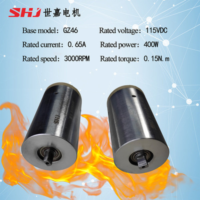 115VDC 47W Brushed DC High Temperature Rated Motor